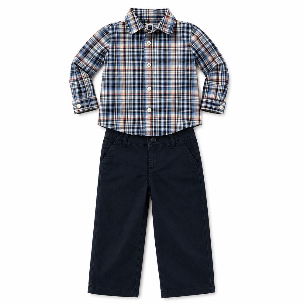Janie and Jack Baby Boy Plaid Shirt & Chinos Set